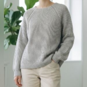 J Crew Cream 100% Cotton Knit Women’s Sweater Sz M Academia Preppy Classic Crew